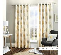 Fusion Skandi Leaf Paire de Rideaux à œillets 100% Coton Ocre 168 x 229 cm (l x H)