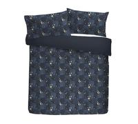 Fusion Snug Cosmic Star Parure de lit 100% Polyester pour lit Double 200 x 200 cm Bleu Marine Polaire et Sherpa Motif Lune et étoiles