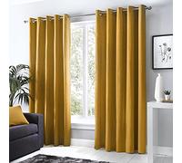 Fusion - Sorbonne - Paire de Rideaux à œillets 100% Coton - 117 x 229 cm (l x H) - Ocre