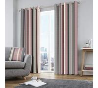 Fusion Whitworth Stripe Paire de Rideaux à œillets 100 % Coton - Rose - Curtains: 66 Width x 72 Drop (168 x 183cm)