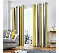 Fusion Whitworth Stripe Paire de Rideaux à œillets 100 Pour cent Coton - Ocre -Curtains: 90 Width x 72 Drop (229 x 183cm)