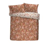 Fusion Woodland Dreams - Parure de lit 52% Polyester recyclé 48% Coton - Lit Simple 140 x 200 cm - Motif Floral Naturel - Réversible - avec taie d'oreiller - Orange