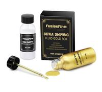 FusionFirm Kit Peinture Or Liquide à Feuille - Peinture Dorée Métallisée à Base d'Alcool, Vernis Brillant Ultra-Luisant - Séchage Rapide pour Artisanat, DIY et Résine - 2 Flacons 30ml