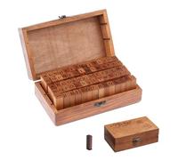 FUSONGQINTANG 70 Pièces Lettres Timbre Set Bois Vintage Alphabet Tampon Caoutchouc Lettre Timbres avec Boîte de Rangement pour DIY Scrapbook