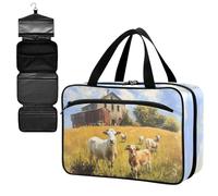 Fustylead Artistic of Farm Lamb Oil Painting Empty Travel First Aid Bag Large Home Medication Bag with Zipper for Pilules, Vitamine, Fish Oil Supplements for Women and Men, Vert, L