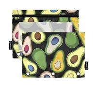 Fustylead Avocado Lot de 2 trousses à crayons pour classeur à 3 anneaux, grande capacité avec fenêtre transparente pour fournitures de bureau, Noir