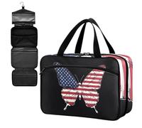 Fustylead Beau papillon avec motif drapeau des États-Unis Grand sac de rangement pour fournitures médicales avec fermeture éclair - Trousse de premiers secours vide pour voyage, randonnée, camping,
