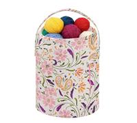 Fustylead Beau sac à cordon de serrage avec compartiment avant personnalisé, grand panier de rangement portable pour projet de crochet, kit, pelote de fil, aiguilles