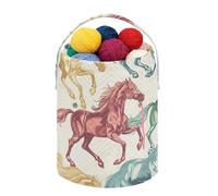Fustylead Beau sac à cordon de serrage avec compartiment avant personnalisé, grand panier de rangement portable pour projet de crochet, kit, pelote de fil, aiguilles