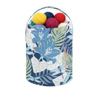 Fustylead Beau sac à cordon de serrage avec motif floral et libellule avec compartiment avant personnalisé, grand panier de rangement portable pour projet de crochet, kit, pelote de fil, aiguilles