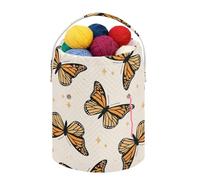 Fustylead Beau sac de rangement portable avec cordon de serrage et compartiment avant personnalisé, grand panier de rangement portable pour projet de crochet, kit, pelote de fil, aiguille