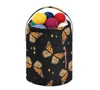 Fustylead Beau sac de rangement portable avec cordon de serrage et compartiment avant personnalisé, grand panier de rangement portable pour projet de crochet, kit, pelle, aiguille