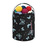 Fustylead Beau sac de rangement pour fil à tricoter et crochet avec cordon de serrage pour kit de crochet, projet, fournitures de couture, aiguilles