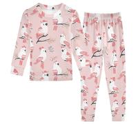 Fustylead Ensemble de pyjama en coton à manches longues et bas assorti avec motif de cacatoès mignons sur une branche avec feuilles, multicolore, 8 ans