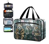Fustylead Future Scene of Wild Animals Dressed As People Sac de rangement pour médicaments de voyage Grand format avec fermeture éclair pour premiers secours, pilules, vitamines, fournitures
