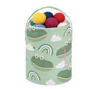 Fustylead Grand panier de rangement en forme de crocodile avec cordon de serrage pour projets de crochet, pelotes de fil, aiguilles et accessoires