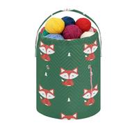 Fustylead Grand panier fourre-tout Fox avec cordon de serrage pour projets de crochet, fournitures de couture, boules de fil, aiguilles