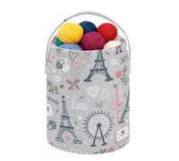 Fustylead Grand panier fourre-tout vintage Paris Tour Eiffel Cœur Rose Lock Fil Crochet Sac de Rangement pour Tricot Sac de Rangement pour Projet de Crochet, Fournitures de couture, Pelote de laine,