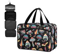 Fustylead Grand sac à médicaments vintage magique coloré avec fermeture éclair, sac de premiers secours vide pour camping, randonnée, extérieur, Noir , L