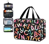 Fustylead Grand sac de rangement pour pilules de l'alphabet graffiti avec fermeture éclair pour suppléments vitaminés, huile de poisson, kit de premiers secours vide pour randonnée, camping