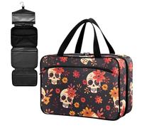 Fustylead Hand Draw Day of The Dead Skulls Grand sac à médicaments de voyage avec fermeture éclair - Sac de premiers secours vide pour le camping, la randonnée en plein air