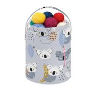 Fustylead Joli koala à suspendre sur des fruits, du tricot, du crochet, un sac à cordon avec compartiment avant personnalisé, grand panier de rangement portable pour projet de crochet, kit, pelote de