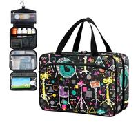Fustylead Kit de batterie avec éclaboussures de style aquarelle et éléments géométriques décoratifs - Grand sac de rangement pour la maison avec fermeture éclair pour vitamines, premiers secours,