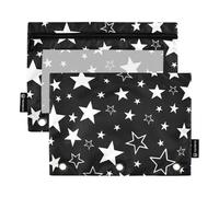 Fustylead Lot de 2 trousses à crayons Silhouette d'étoiles à cinq branches pour classeurs à 3 anneaux, pochette à fermeture éclair avec fenêtre transparente pour la maison et le bureau, multicolore