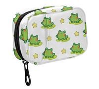 Fustylead Pilulier Kawaii vert avec feuilles de lys et étoiles, pilulier hebdomadaire avec fermeture éclair, pilulier amovible, organiseur de médicaments portable pour supplément de vitamines et