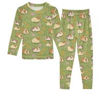 Fustylead Pyjama en coton à manches longues Motif cochons d'Inde sur prairies fleuries, multicolore, 5 ans