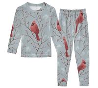 Fustylead Redbird on Branch Ensemble de pyjama 2 pièces en coton, haut à manches longues et bas assorti, multicolore, 3 ans