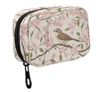 Fustylead Willow Warbler Bird in Spring Cherry Garden Pilulier avec fermeture éclair 2 fois par jour pour vitamines et compléments alimentaires