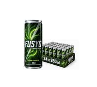 FUSYO Boisson Énergisante Gazeuse, Saveur Citron et Menthe, Enrichie en Vitamines B3, B5, B6, B12, Caféine Naturelle, Canette 250ml, Pasteurisée