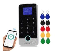 FUSYTULY Bluetooth Tuya RFID Contrôle d'accès Clavier Empreinte Digitale Système Biométrique IP65 étanche 13.56MHz Contrôleur d'accès avec écran Tactile Clavier + 10pcs Keychains