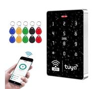 FUSYTULY Clavier de Contrôle d'accès WiFi Tuya RFID IP68 étanche à Contrôleur d'accès par Mot de Passe Tactile Double Fréquence 125 KHz /13,56 MHz, WG26 WG34 Téléphone Portable APP Système