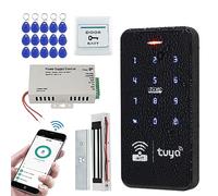 FUSYTULY Extérieur étanche Kit de Système de Contrôle d'accès sans Fil WiFi RFID Clavier Tactile Mot de Passe 125KHz 13.56MHz, avec 180KG Serrure électromagnétique, Tuya APP télécommande