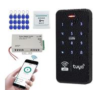 FUSYTULY Kit de Système de Contrôle d'accès étanche Wifi Tuya Access Controller 125KHz 13.56MHz Clavier RFID + Alimentation DC12V 3A + porte - clés 10pcs (kit s20tuya Sans Serrure)