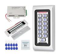FUSYTULY Kit de Système de Contrôle d'accès IP68 Imperméable Clavier RFID Lecteur Métallique WG26 125KHz + Verrouillage Magnétique électrique 180KG + Alimentation DC12V + Cartes Clés 10PCS