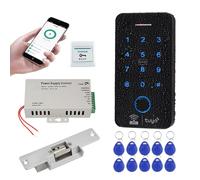FUSYTULY Kit de Système de Contrôle d'accès WiFi Tuya Biométrie Clavier RFID IP68 Imperméable 125KHz 13.56MHz avec Serrure de Porte électrique, 10 Porte - clés RFID