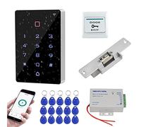 FUSYTULY Kit de Système de Contrôle d'accès WiFi Tuya IP68 Imperméable à l'eau Clavier RFID + NC Serrure de Porte électrique + Contrôleur d'alimentation DC12V + 15PCS Cartes clés 125khz
