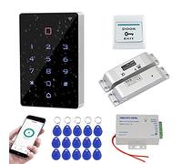 FUSYTULY WiFi Tuya Contrôleur d'accès Tactile RFID Clavier Système de Contrôle d'accès Kit IP68 étanche + Serrure électrique + Alimentation + 15pcs 125khz clé à Distance