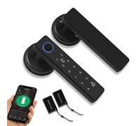 FUSYTULY Wifi Tuya Serrure de Porte Intelligente Serrure électronique Biométrique Empreintes Digitales 13.56MHz RFID Carte Sans clé APP Télécommande, Poignée de Serrure de Porte 5 en 1