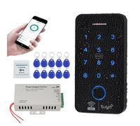 FUSYTULY WiFi Tuya Système de Contrôle d'accès par Empreintes Digitales Clavier RFID Biométrique étanche 125KHz 13.56MHz + Alimentation DC12V + 10 Porte - clés RFID, sans Serrure électrique