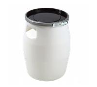 Fût 30 L + genouillère métal + couvercle - blanc