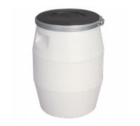 Fût 50 L + genouillère métal + couvercle - blanc