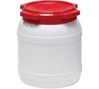 Fût à col large ( 9000450101 ) 15,0 l PE blanc avec couvercle rouge Ouverture de remplissage-Ø 204 mm