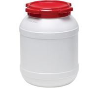 Fût à col large ( 9000450103 ) 26,0 l PE blanc avec couvercle rouge Ouverture de remplissage-Ø 203 mm