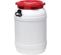 Fût à col large ( 9000450105 ) 68,0 l PE blanc avec couvercle rouge Ouverture de remplissage-Ø 282 mm