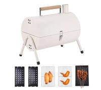 Fût de charbon de bois - Fumoir portable pour barbecue - Barbecue compact avec couvercle pour la maison, le pique-nique, le jardin, le balcon et le camping