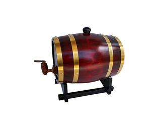 FûT de Vieillissement en ChêNe avec Support, Bouchon Et Robinet, Carafe à Vin en Bois pour Brasseur Amateur, Cadeau pour Homme(A,3L)